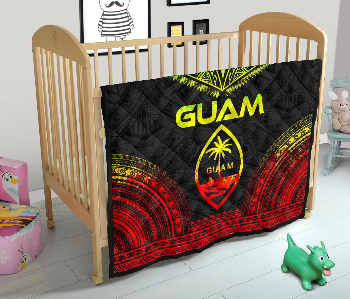 Guam Premium Quilt - Guam Coat Of Arms Polynesian Chief Reggae Version - Polynesian Pride