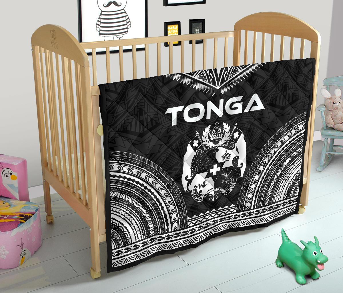 Tonga Premium Quilt - Tonga Coat Of Arms Polynesian Chief Black Version - Polynesian Pride