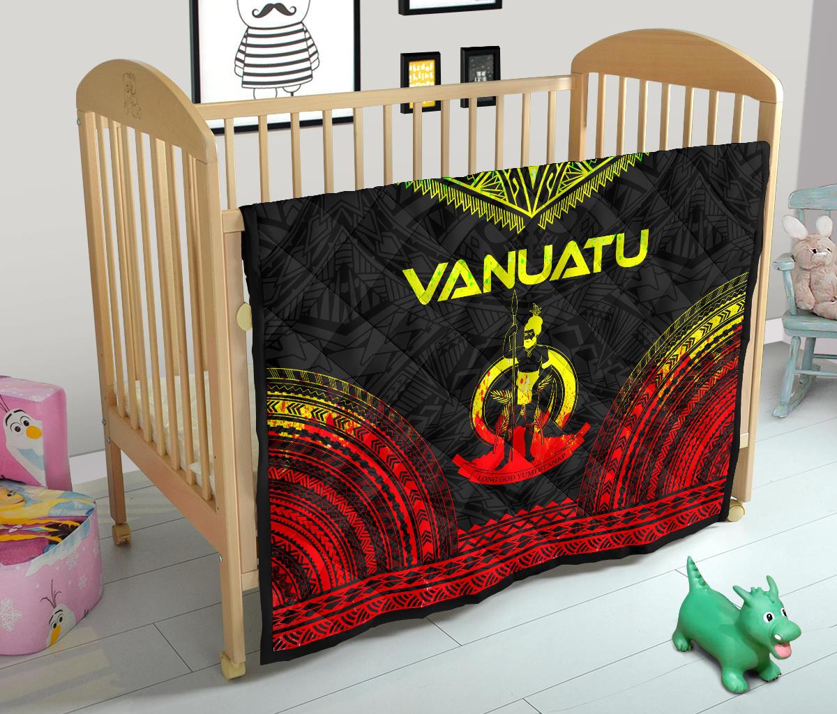 Vanuatu Premium Quilt - Vanuatu Coat Of Arms Polynesian Chief Reggae Version - Polynesian Pride