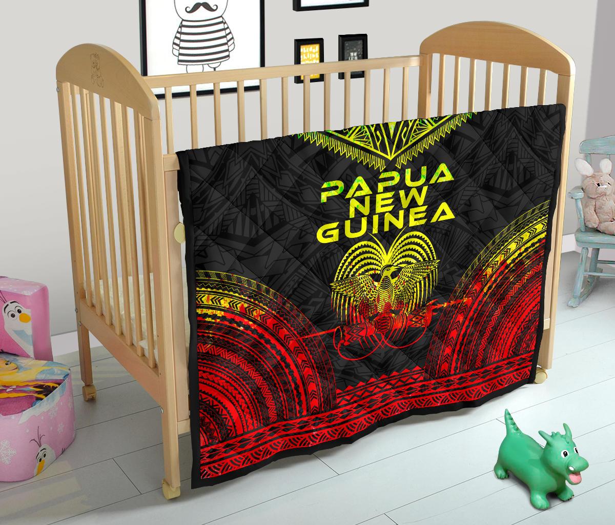 Papua New Guinea Premium Quilt - Papua New Guinea Coat Of Arms Polynesian Chief Reggae Version - Polynesian Pride