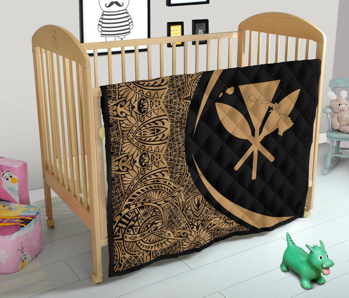 Hawaii Kanaka Polynesian Black Premium Quilt - Circle Style - Polynesian Pride