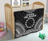 Cook Islands Premium Quilt - Cook Islands Flag Polynesian Chief Black Version - Polynesian Pride