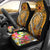 Hawaii Car Seat Covers - Turtle Plumeria Polynesian Tattoo Gold Color Universal Fit Gold - Polynesian Pride