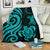 Cook Islands Premium Blanket - Reggae Tentacle Turtle One Style Turquoise - Polynesian Pride