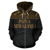 Papua New Guinea Polynesian All Over Zip up Hoodie Gold Horizontal - Polynesian Pride