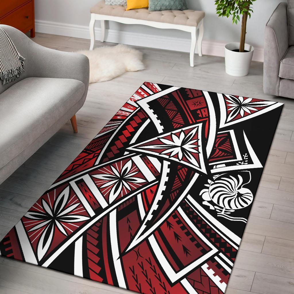 New Caledonia Area Rug - Tribal Flower Special Pattern Red Color - Polynesian Pride