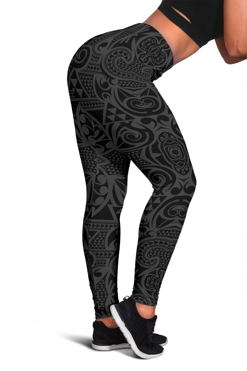 Polynesian Kakau Turtle Gray Hawaii Women's Leggings AH Grey - Polynesian Pride