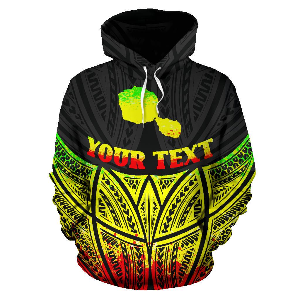 Tahiti Polynesian Custom Hoodie Reggae Pride Map nd Seal - Polynesian Pride