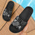 Fiji Slide Sandals - Turtle Hibiscus Pattern Black Black - Polynesian Pride