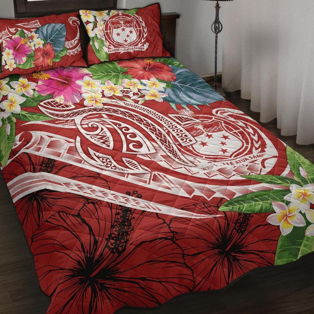 Polynesian Samoa Quilt Bed Set - Summer Plumeria (Red) Red - Polynesian Pride