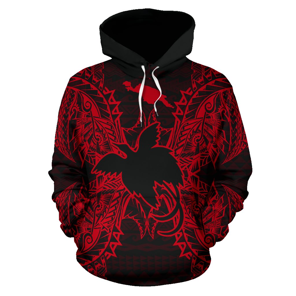 Papua New Guinea Polynesian ll Over Hoodie Map Red - Polynesian Pride
