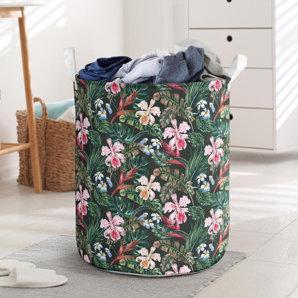 Tropical Monstera Leaf Red Hawaii Laundry Basket Laundry Basket One Size Red - Polynesian Pride
