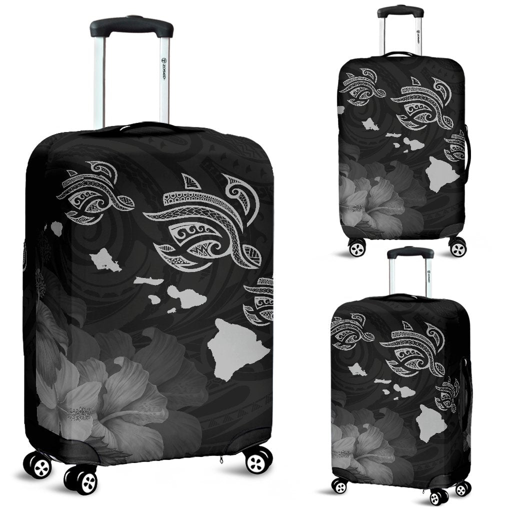 Hawaii Hibiscus Map Polynesian Ancient Gray Turtle Luggage Covers Gray - Polynesian Pride