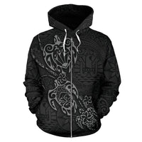 Tahiti Polynesian Family Turtles Zip up Hoodie Grey - Polynesian Pride