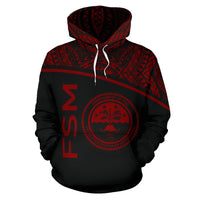Federated States of Micronesia All Over Hoodie Micronesia Curve Red Style - Polynesian Pride
