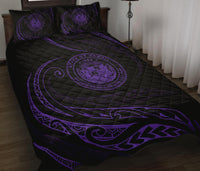 Hawaii Coat Of Arms Quilt Bed Set - Purple - Frida Style - Polynesian Pride