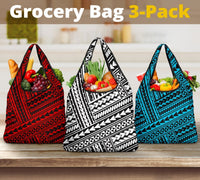 Polynesian Maori Tribal Grocery Bag 3 - Pack Grocery Bag 3-Pack Black - Polynesian Pride