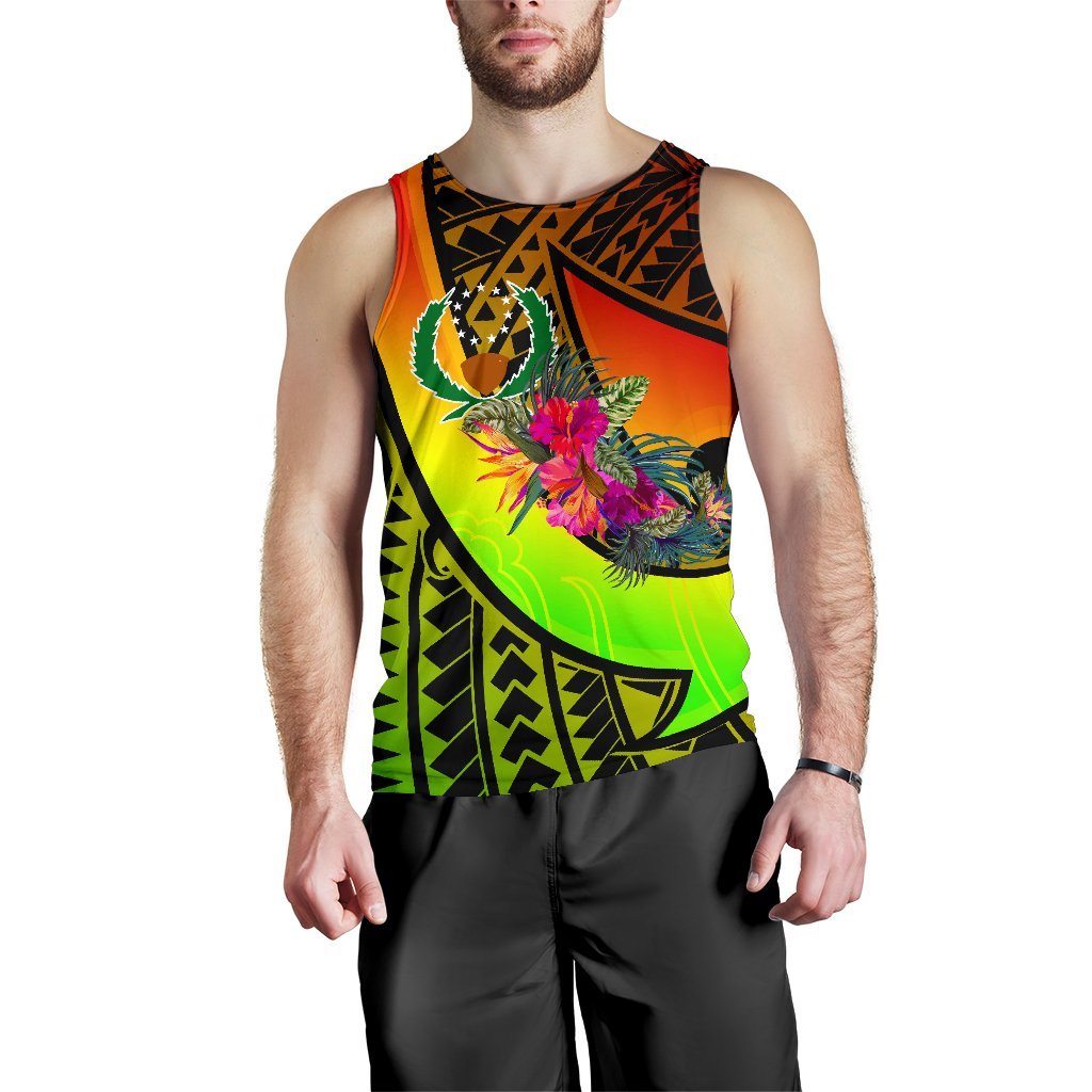 Pohnpei Men's Tank Top - Polynesian Hook And Hibiscus (Reggae) - Polynesian Pride