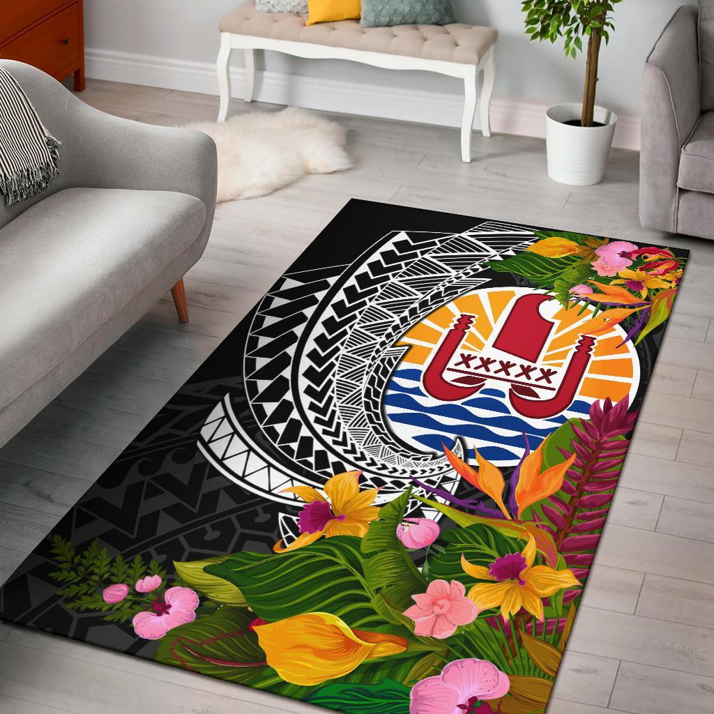 French Polynesia Area Rug - Seal Spiral Polynesian Patterns Black - Polynesian Pride