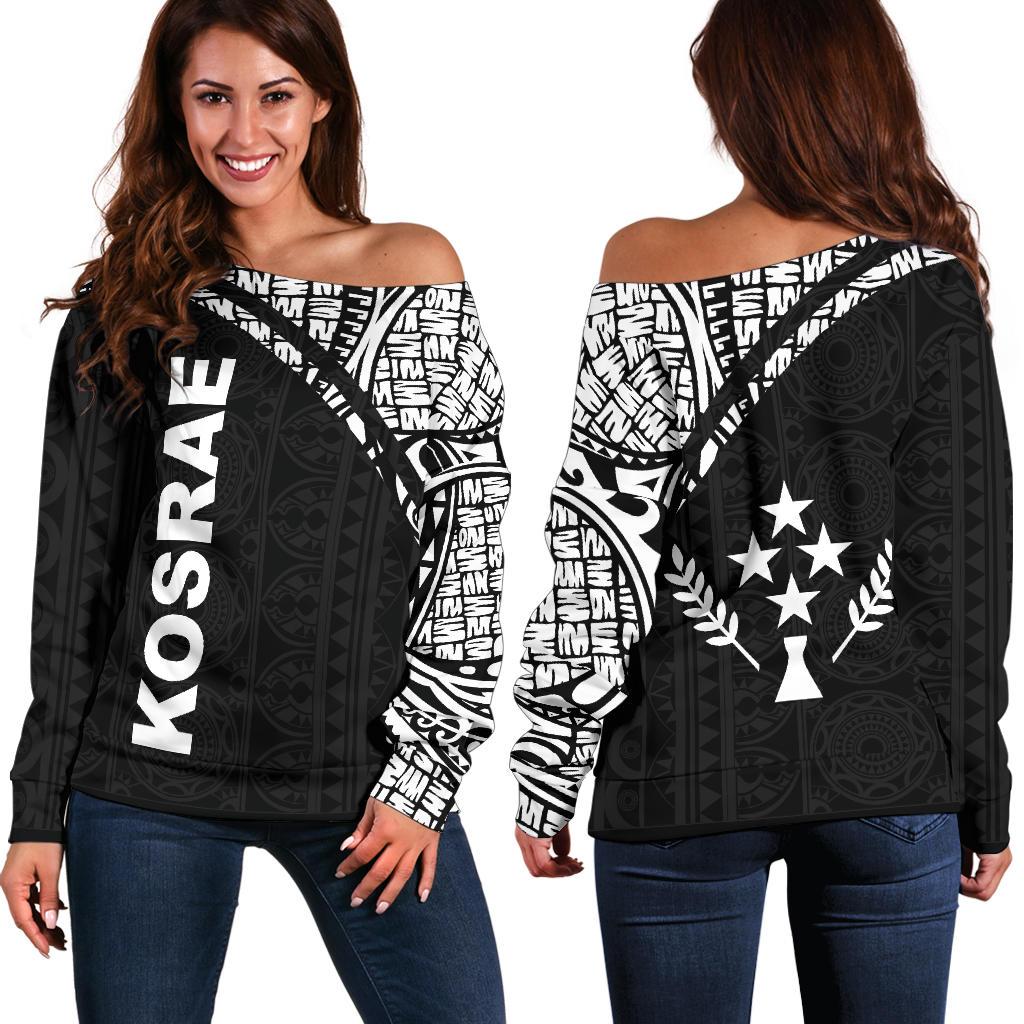 Kosrae Women's Off Shoulder Sweater - Curve Style Black - Polynesian Pride