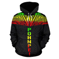 Pohnpei All Over Hoodie Reggae Neck Style - Polynesian Pride