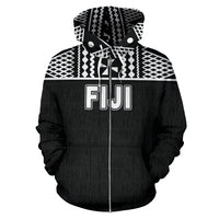 Fiji Polynesian Zip up Hoodie Black - Polynesian Pride