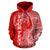 Tonga Polynesian Custom Zip up Hoodie Coconut Red White - Polynesian Pride