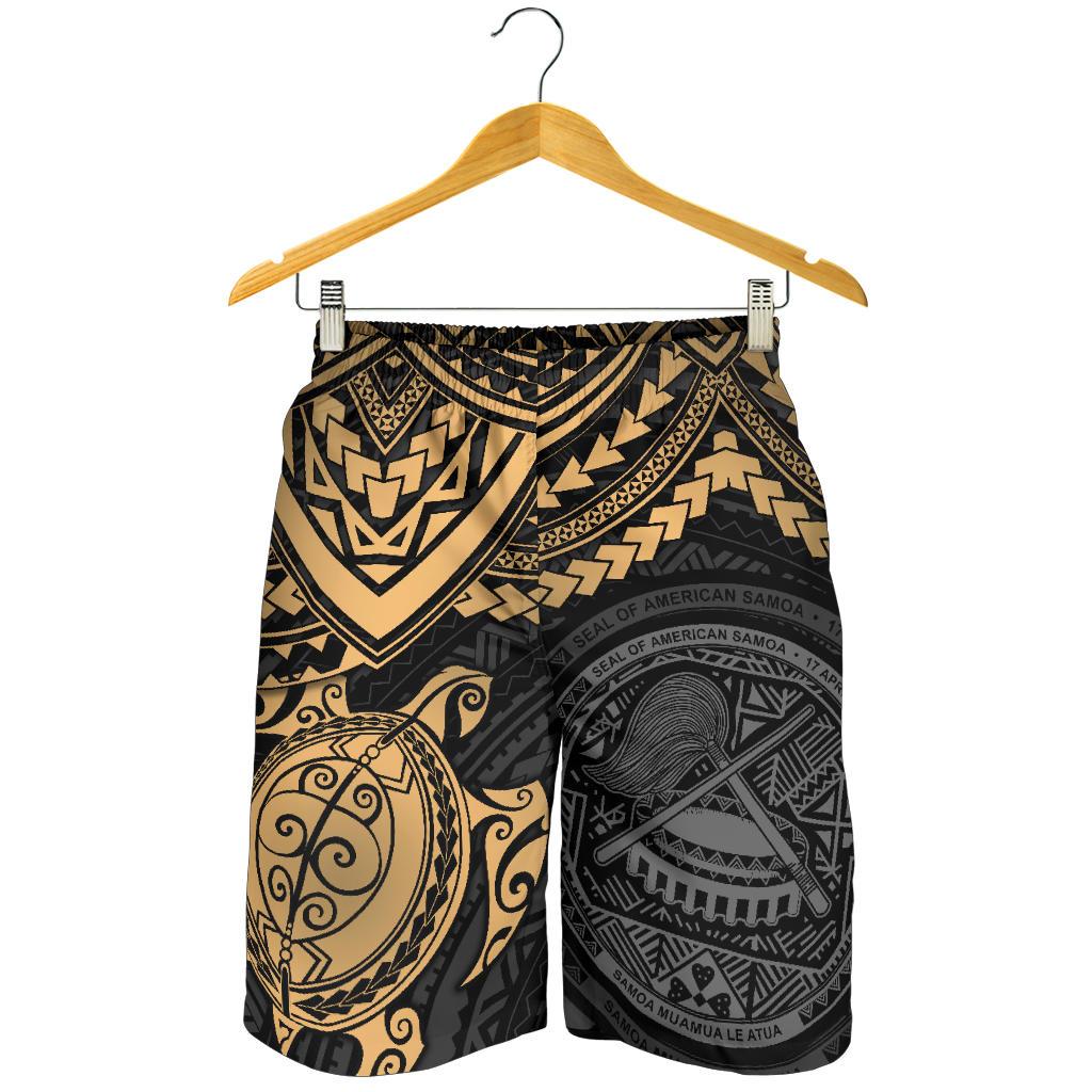 American Samoa Polynesian Men's Shorts - Gold Turtle - Polynesian Pride