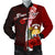 Nauru Polynesian Custom Personalised Men's Bomber Jacket - Coat Of Arm With Hibiscus Red - Polynesian Pride