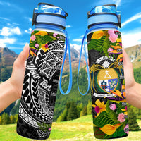 Nauru Custom Personalised Hydro Tracking Bottle - Seal Spiral Polynesian Patterns Hydro Tracking Bottle - Nauru 32oz Large Black - Polynesian Pride