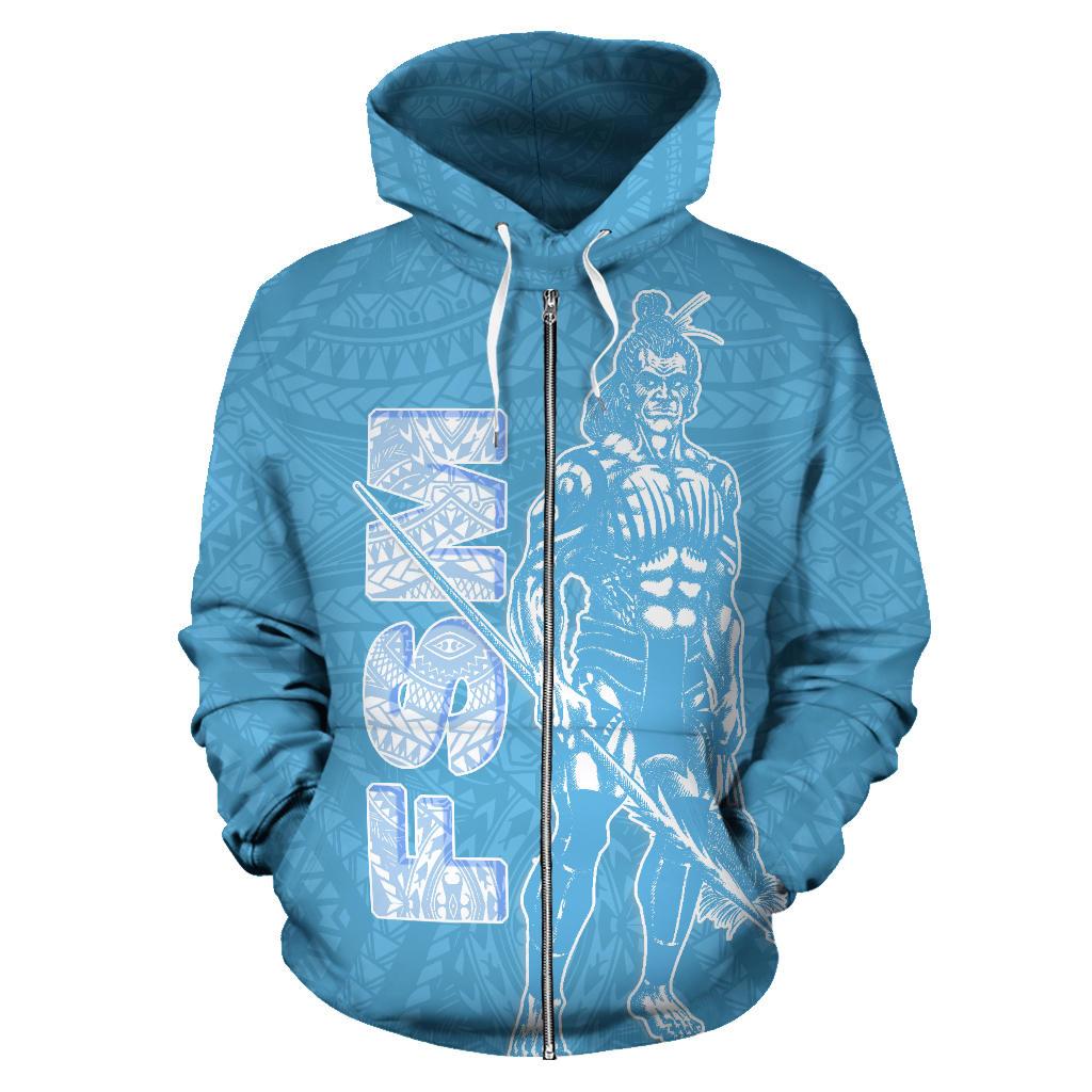 Federates States of Micronesia Zip up Hoodie Micronesian Warrior Flag Color - Polynesian Pride