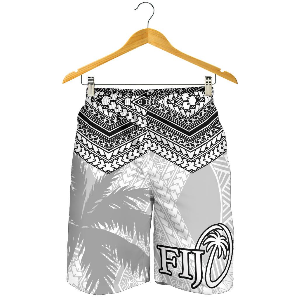 Fiji Rugby Polynesian All Over Print Men's Shorts White - Polynesian Pride