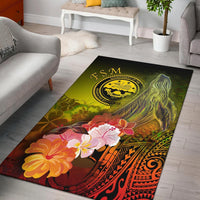 Federated States of Micronesia Area Rug - Humpback Whale with Tropical Flowers (Yellow) Yellow - Polynesian Pride