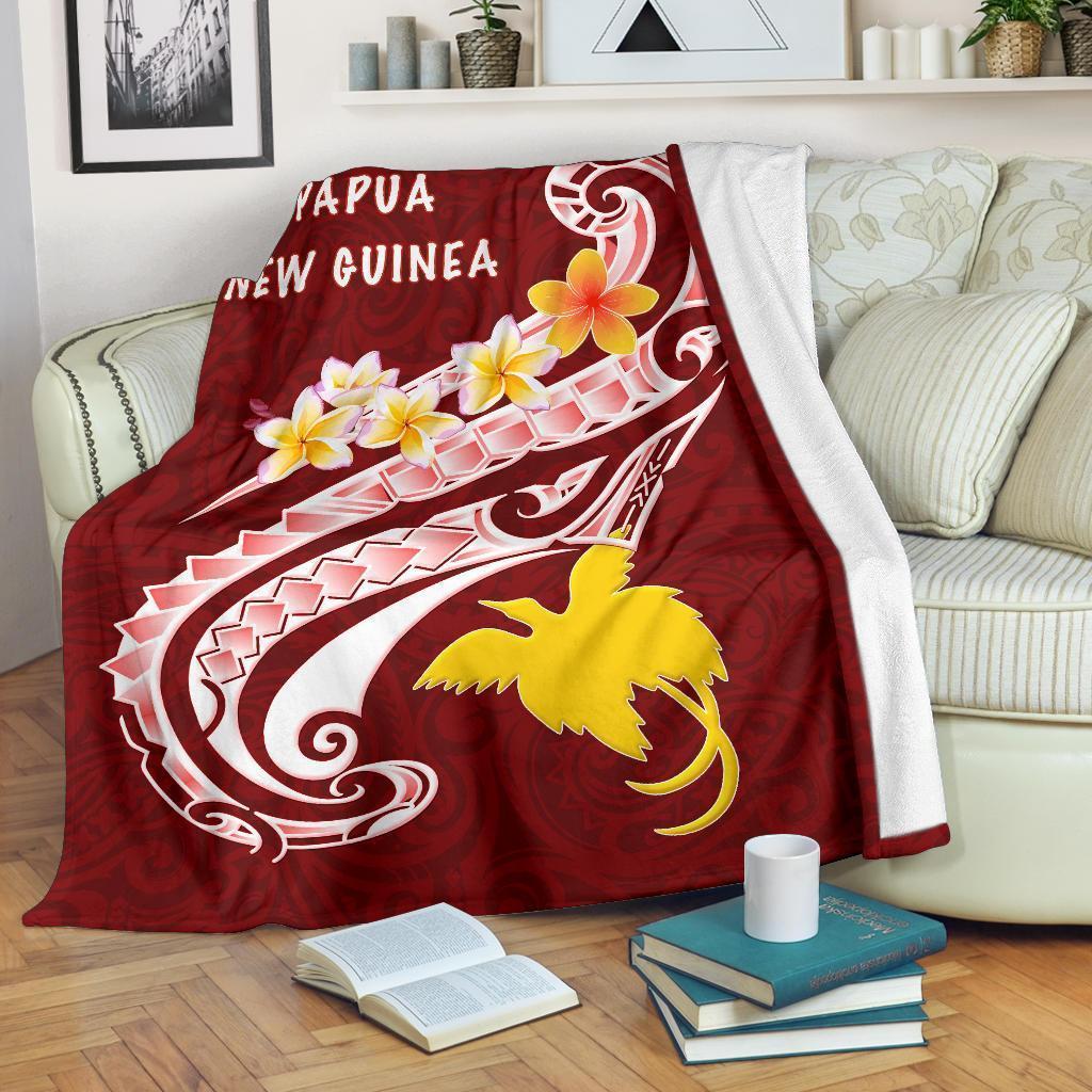 Papua New Guinea Premium Blanket - PNG Seal Polynesian Patterns Plumeria - Polynesian Pride