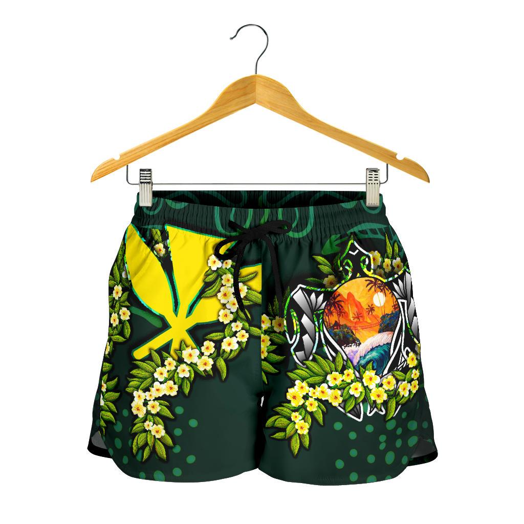 Polynesian Hawaii Women Shorts - Ti Leaf Lei Turtle - Polynesian Pride