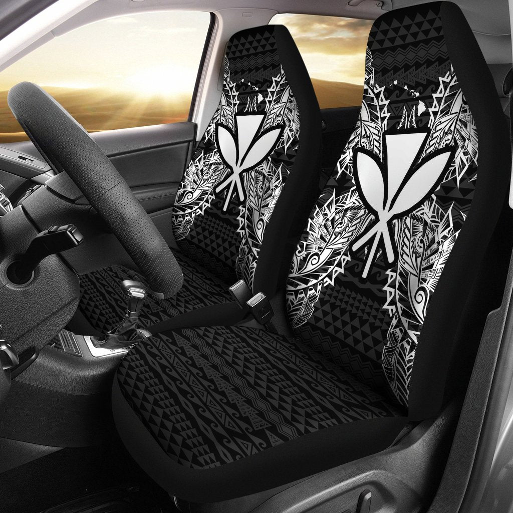 Hawaii Car Seat Cover - Kanaka Maoli Map Black Universal Fit Black - Polynesian Pride