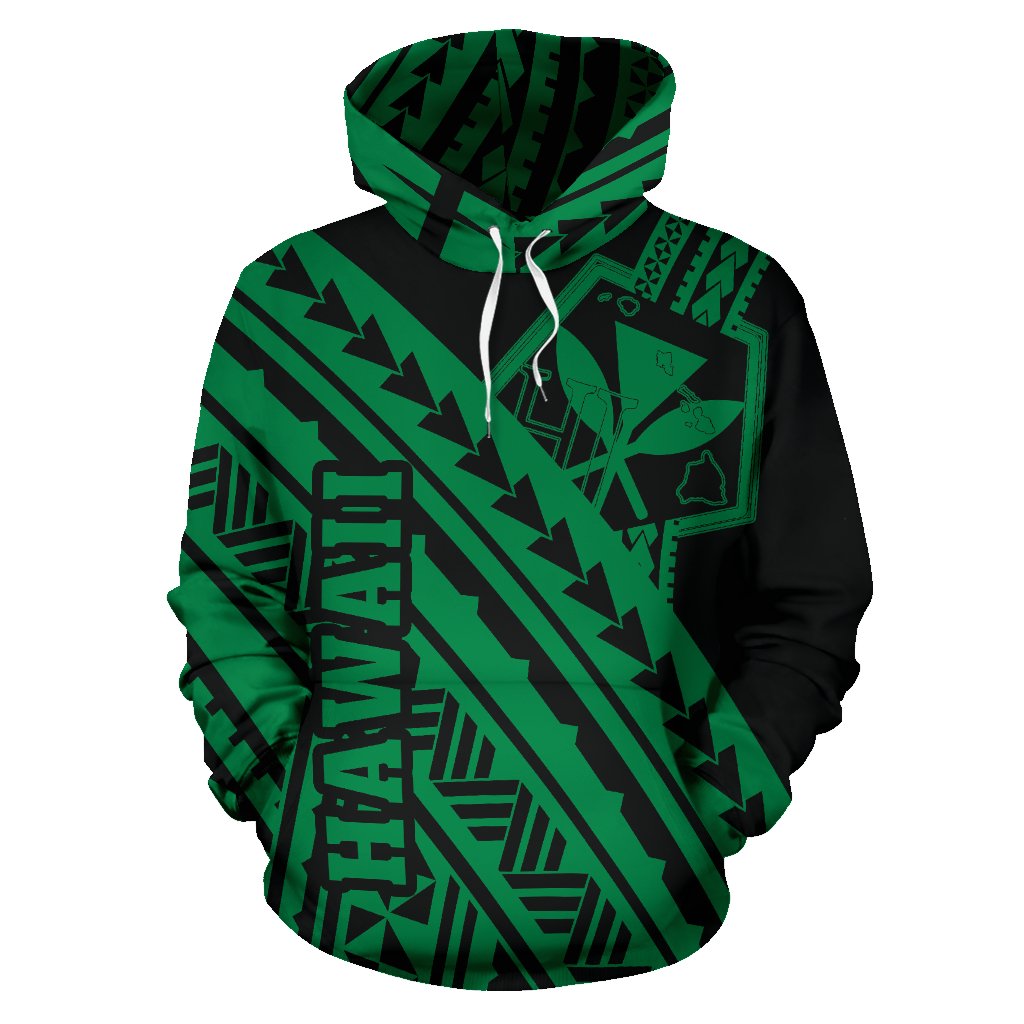 Hawaii Kanaka Polynesian Hoodie Poly Style Green - Polynesian Pride
