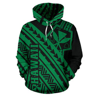 Hawaii Kanaka Polynesian Hoodie Poly Style Green - Polynesian Pride