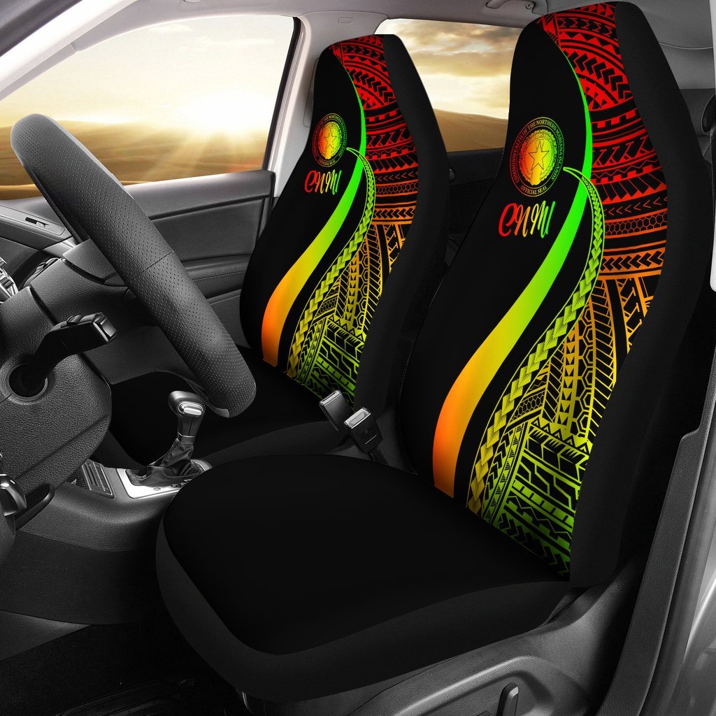 Northern Mariana Islands Car Seat Covers - Reggae Polynesian Tentacle Tribal Pattern Universal Fit Reggae - Polynesian Pride