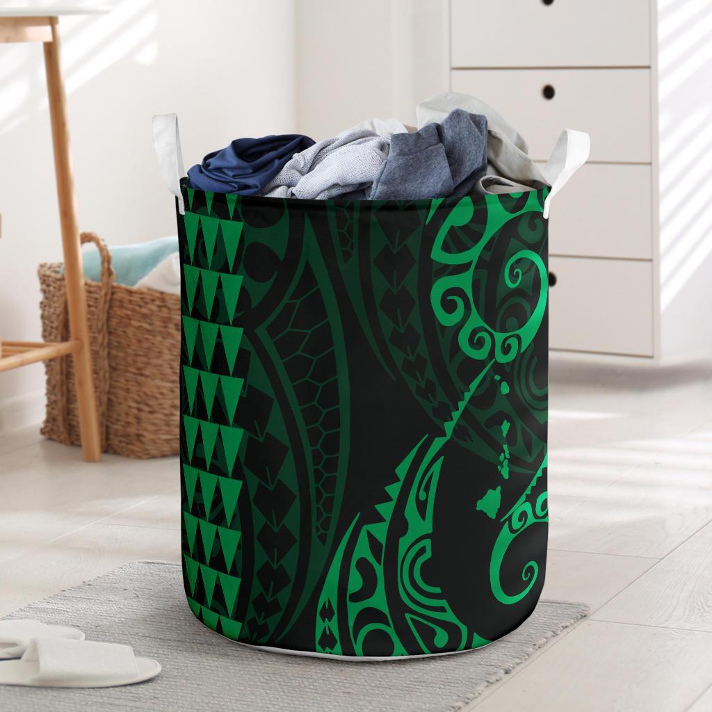 Kakau Polynesian Map Hawaii Laundry Basket Green AH Laundry Basket - 3 One Size Green - Polynesian Pride
