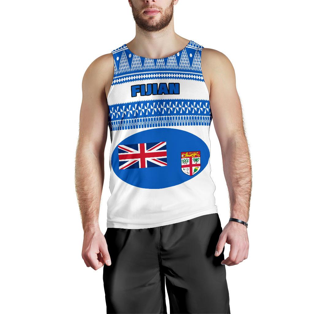 Fiji Men's Tank Top - Tapa White Style - Polynesian Pride