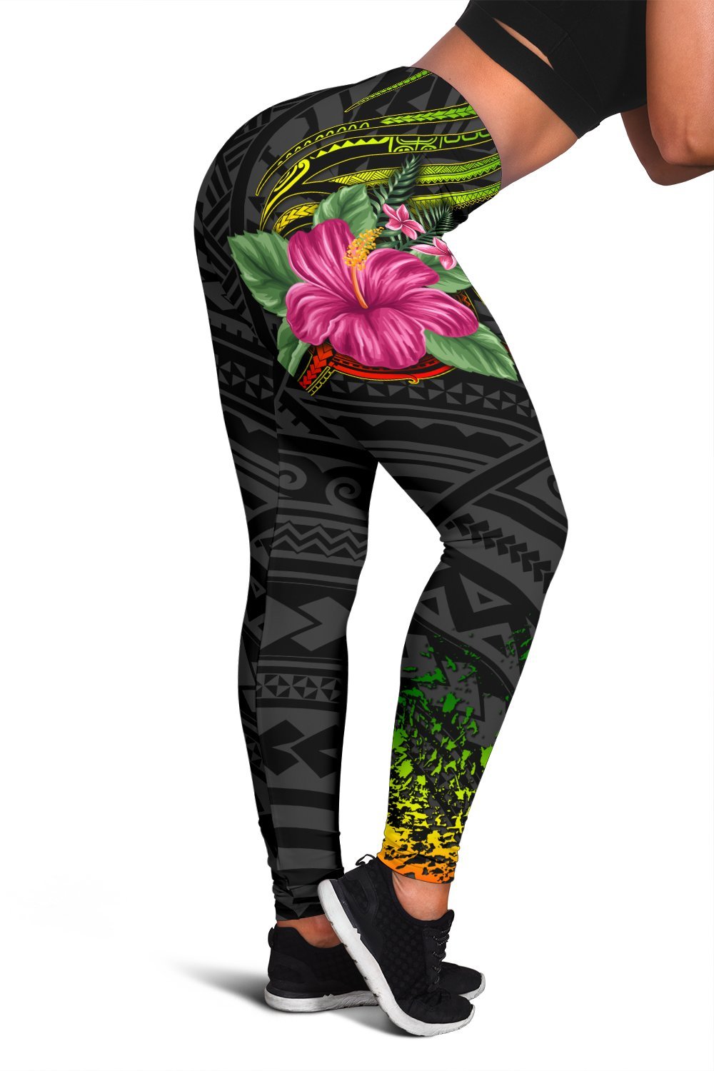 Hawaii Hibiscus Polynesian Kakau Reggae Legging - Dry Style - AH Reggae - Polynesian Pride