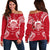 Tuvalu Polynesian Shoulder Sweater Map Red White Red - Polynesian Pride