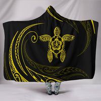 Hawaii Turtle Hibicus Hooded Blanket - Yellow - Frida Style Hooded Blanket Yellow - Polynesian Pride