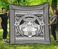 Hawaii Polynesian Pele Kanaka Premium Quilt White White - Polynesian Pride