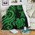 American Samoa Premium Blanket - Green Tentacle Turtle White - Polynesian Pride