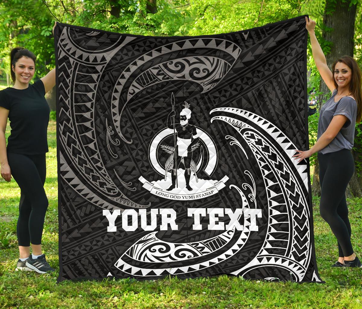 Vanuatu Polynesian Custom Personalised Premium Quilt - White Tribal Wave - Polynesian Pride
