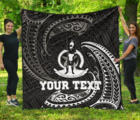 Vanuatu Polynesian Custom Personalised Premium Quilt - White Tribal Wave - Polynesian Pride