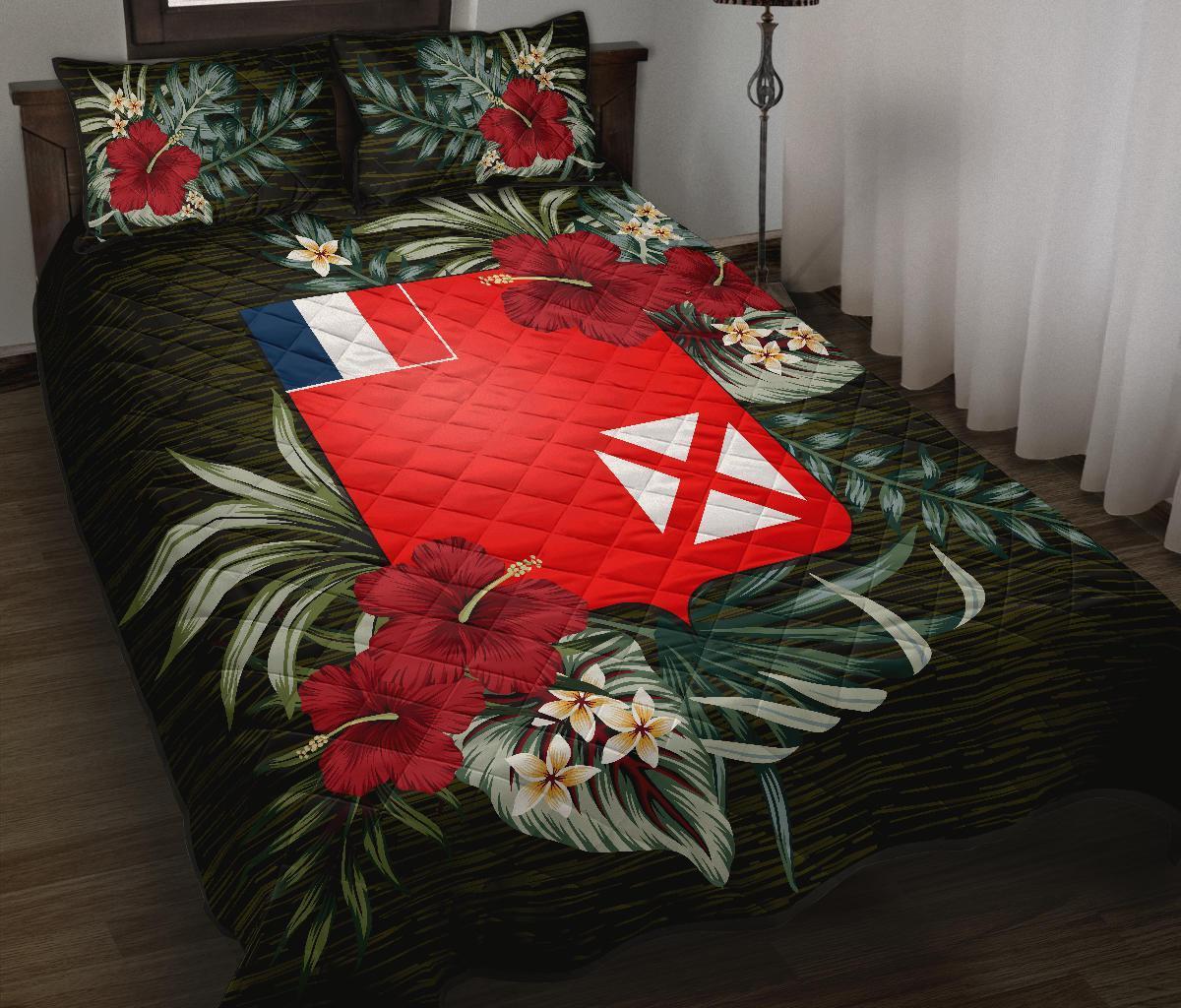 Wallis and Futuna Polynesian Quilt Bed Set - Special Hibiscus Black - Polynesian Pride