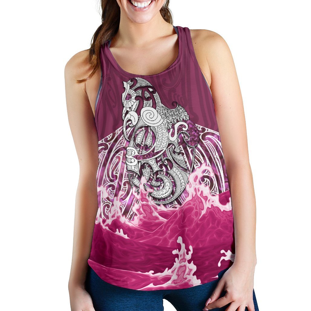 Maori Manaia The Blue Sea Women'S Racerback Tank, Pink Pink - Polynesian Pride